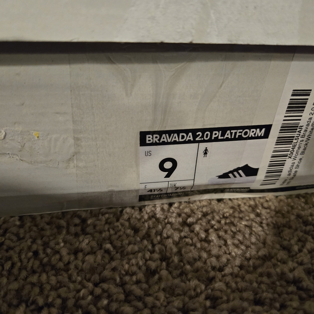 Adidas Black Canvas Platform Sneaker with White Stripes - Picture 9 of 10